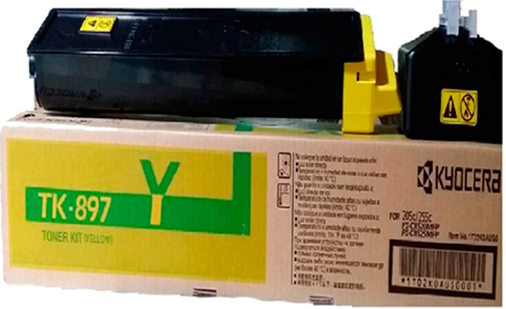 Kyocera Mita Genuine OEM TK897Y (TK-897Y) Yellow Toner Cartridge (6K YLD) (1T02K0AUS0)