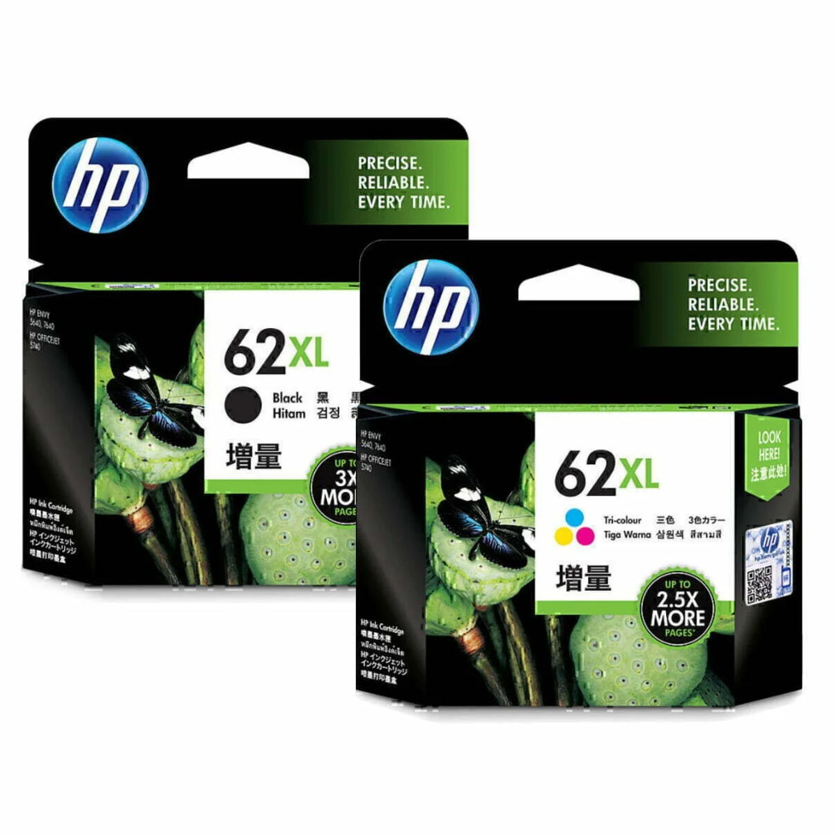 OEM HP 62XL C2P05AN, C2P07AN High Yield, Tri-color and Black