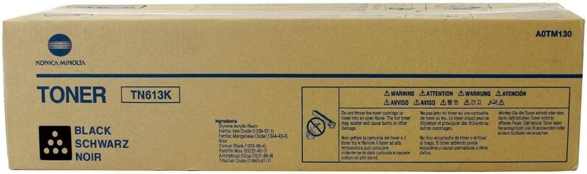 Konica Minolta Genuine OEM TN613K (TN-613K / A0TM130) Black Toner Cartridge (45K YLD)