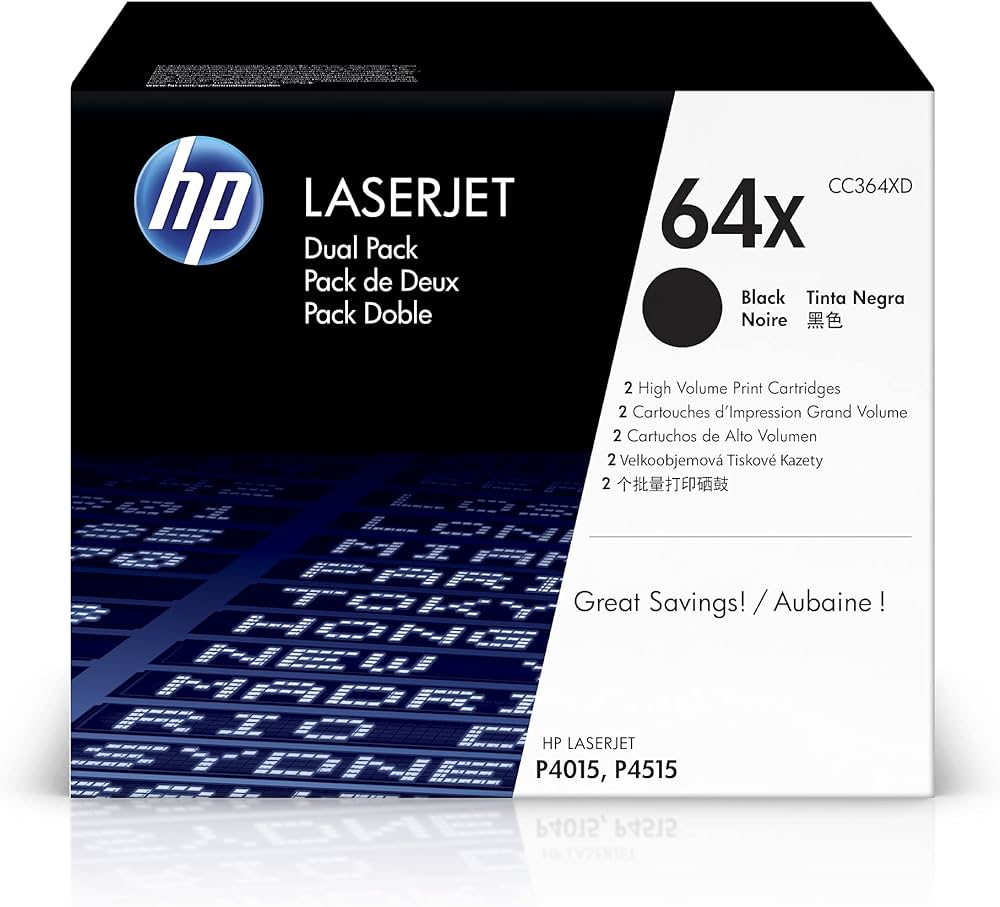 CC364XD HP #64X DUAL PACK LASERJET BLACK TONER CARTRIDGE 24K