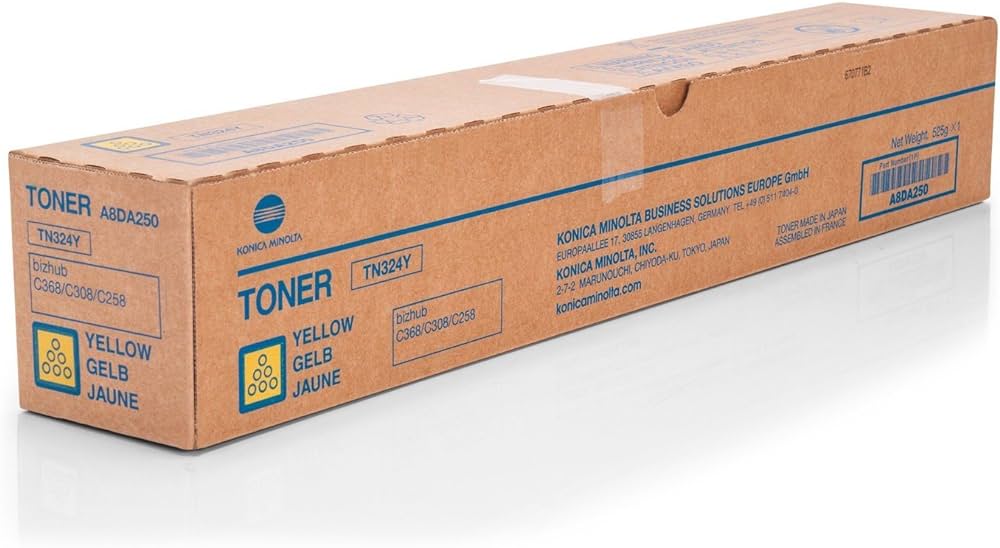 Konica Minolta Genuine OEM TN324Y (A8DA230) Yellow Toner Cartridge (26K YLD)