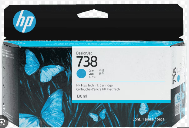 HP 738 130-ml Cyan DesignJet Ink Cartridge