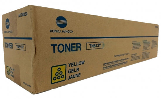 Konica Minolta Genuine OEM TN613Y (TN-613Y) Yellow Toner Cartridge (30K YLD)  AKA A0TM230