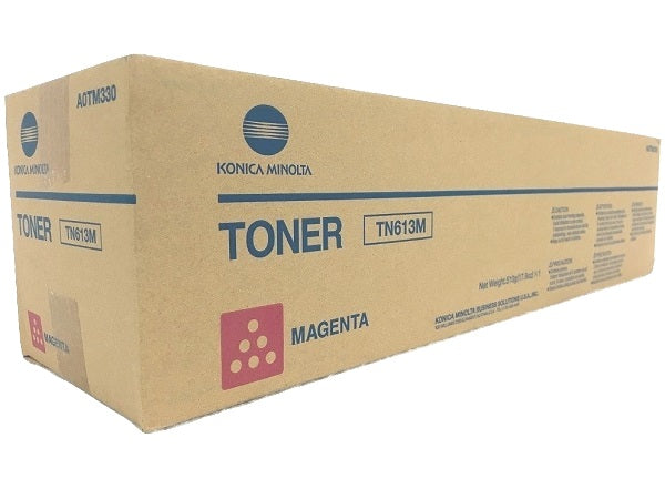 Konica Minolta Genuine OEM TN613M (TN-613M) Magenta Toner Cartridge (30K YLD) AKA A0TM330