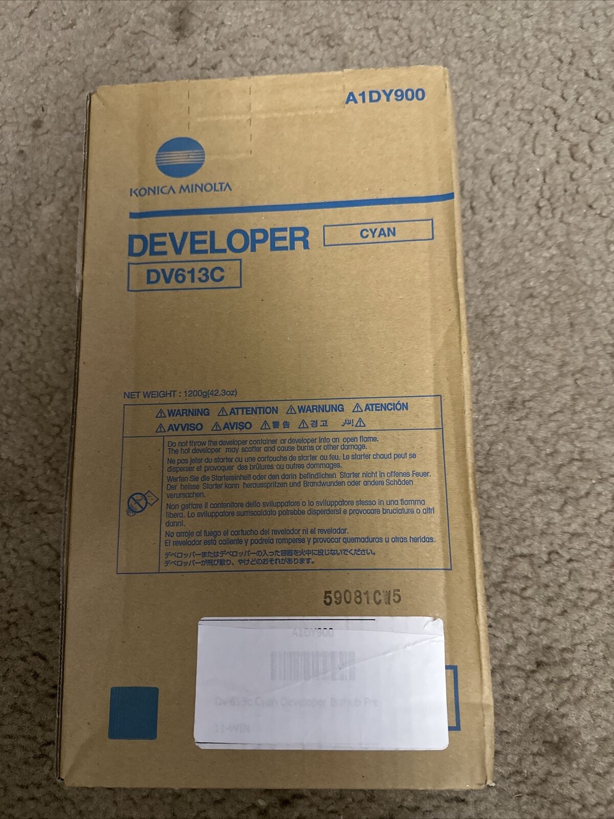 Konica Minolta Genuine OEM DV613C Cyan Developer (AKA A1DY900) (330K YLD)